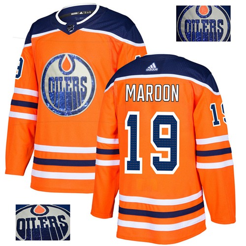 Adidas Oilers #19 Patrick Maroon Orange Home Authentic Fashion Gold Stitched NHL Jersey